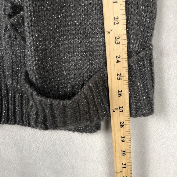 TRINA TURK Metallic Mohair Blend Cardigan Sweater Sz M Gray‎ Wide Cuff Pockets - Picture 10 of 13